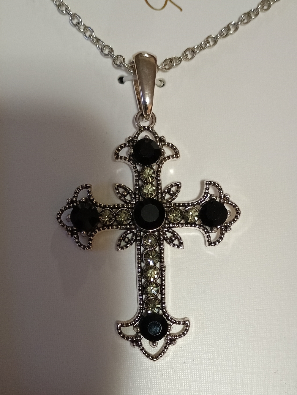 NWT Piper K Black Crystal Gothic Cross Necklace Whimsigoth